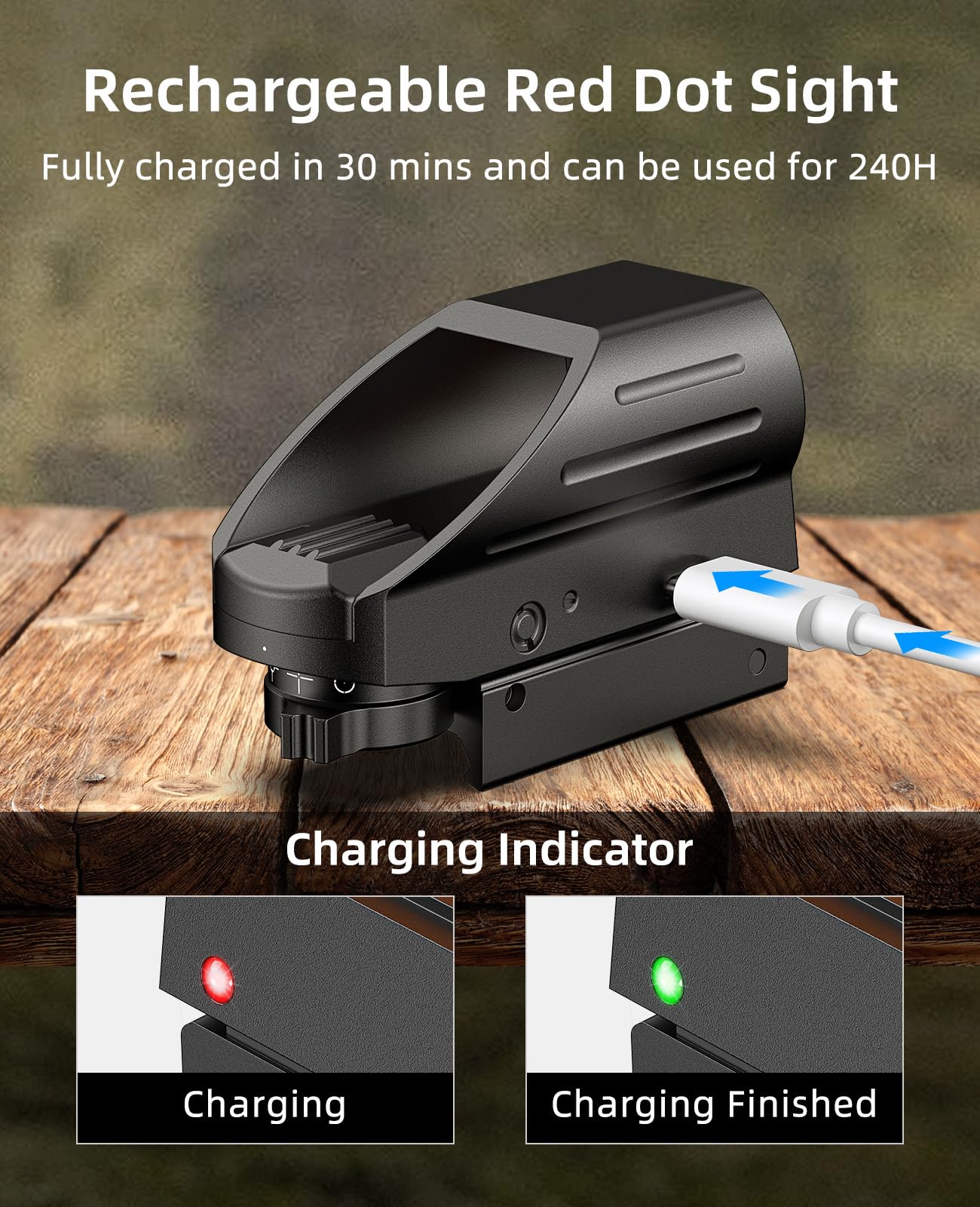EZshoot Rechargeable Red/Green Dot Reflex Sight, Red Dot Optic Scope, Multiple Reticle Paintball Sight with 20mm Picatinny Rail Mount, Absolute Co-Witness Red Dot Scope (Red Dot)