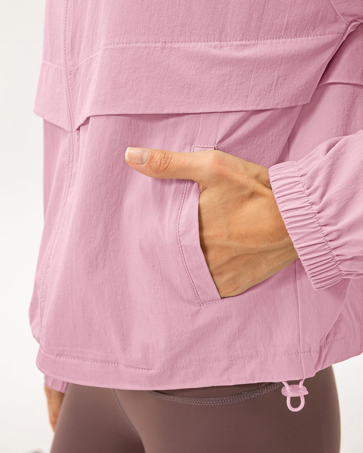 Locachy Women's Lightweight Zip Up Athletic Jacket Stand Collar Windproof Sun Protection Workout Outdoor Jacket Pink XS