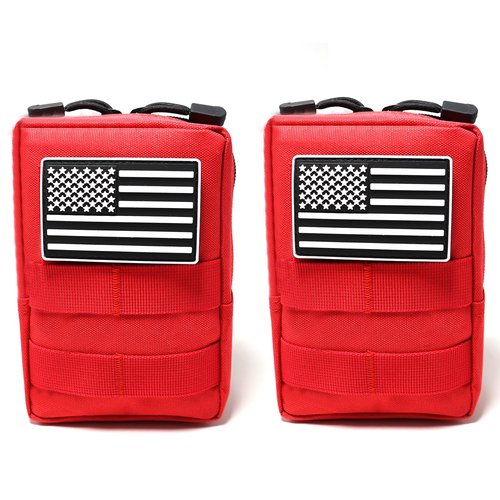 YUNCAIMAOYI 2 Pack Tactical molle Pouches - Vest Pouch Cell Phone Holster Belt Bag EDC Accessories (Red)