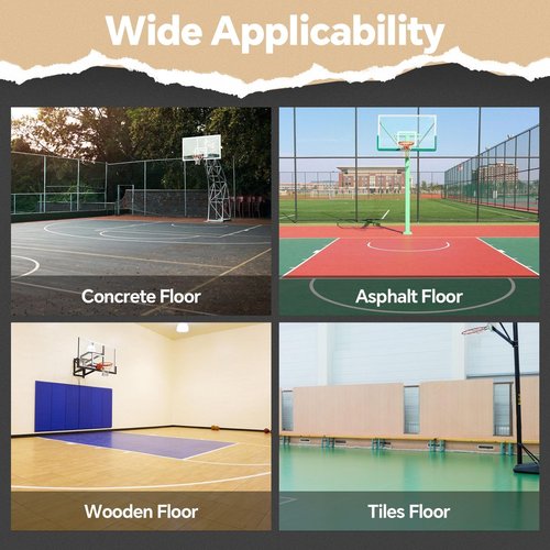 Reusable Basketball Court Marking Kit Foldable Design Basketball Court Stencil Kit for Concrete, Asphalt, Tiles, Driveway or Backyard - No Paint Included