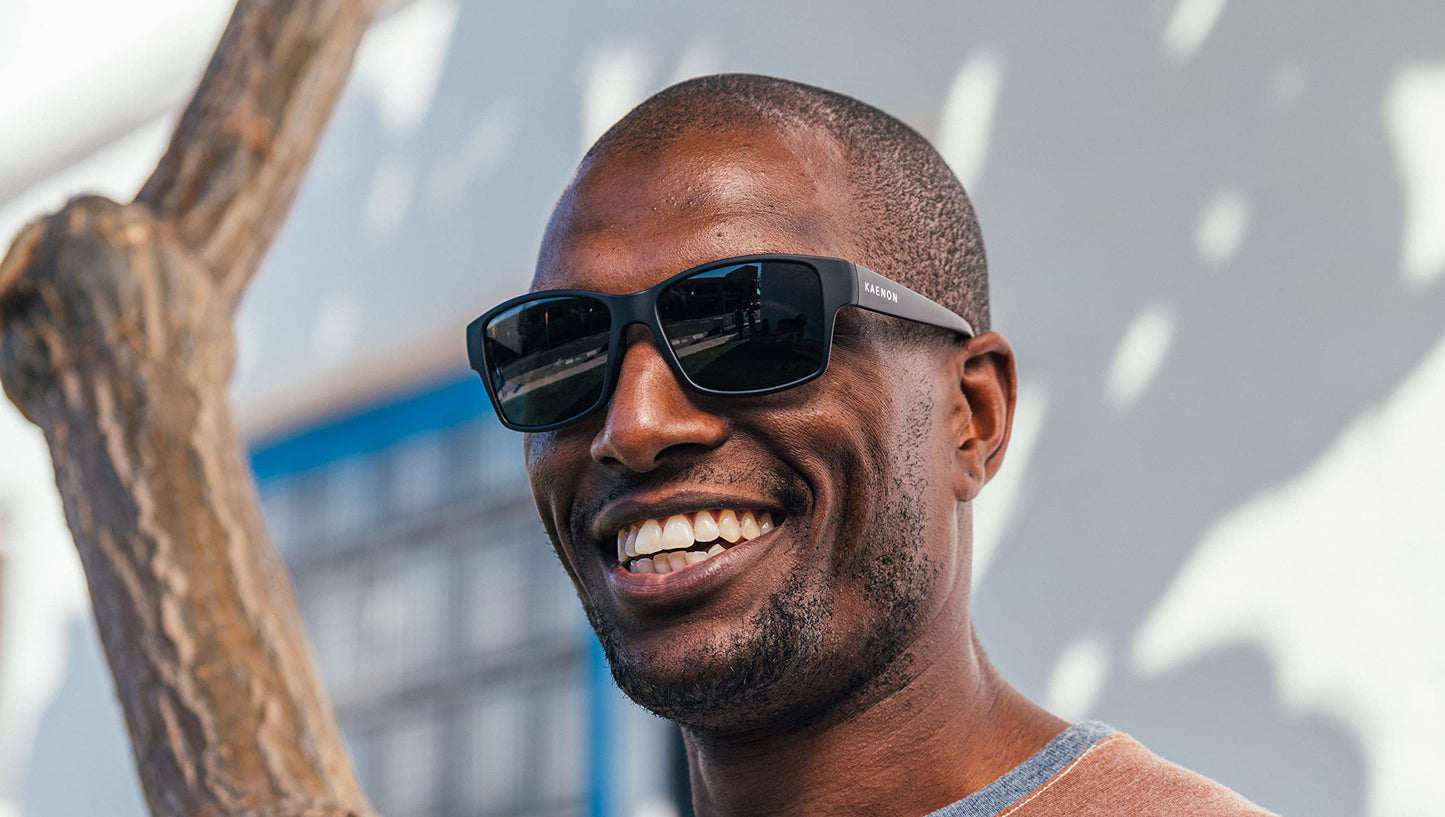 Kaenon Mens El Cap Square Polarized Sunglasses - Matte Black Frame | Grey 12% Lens