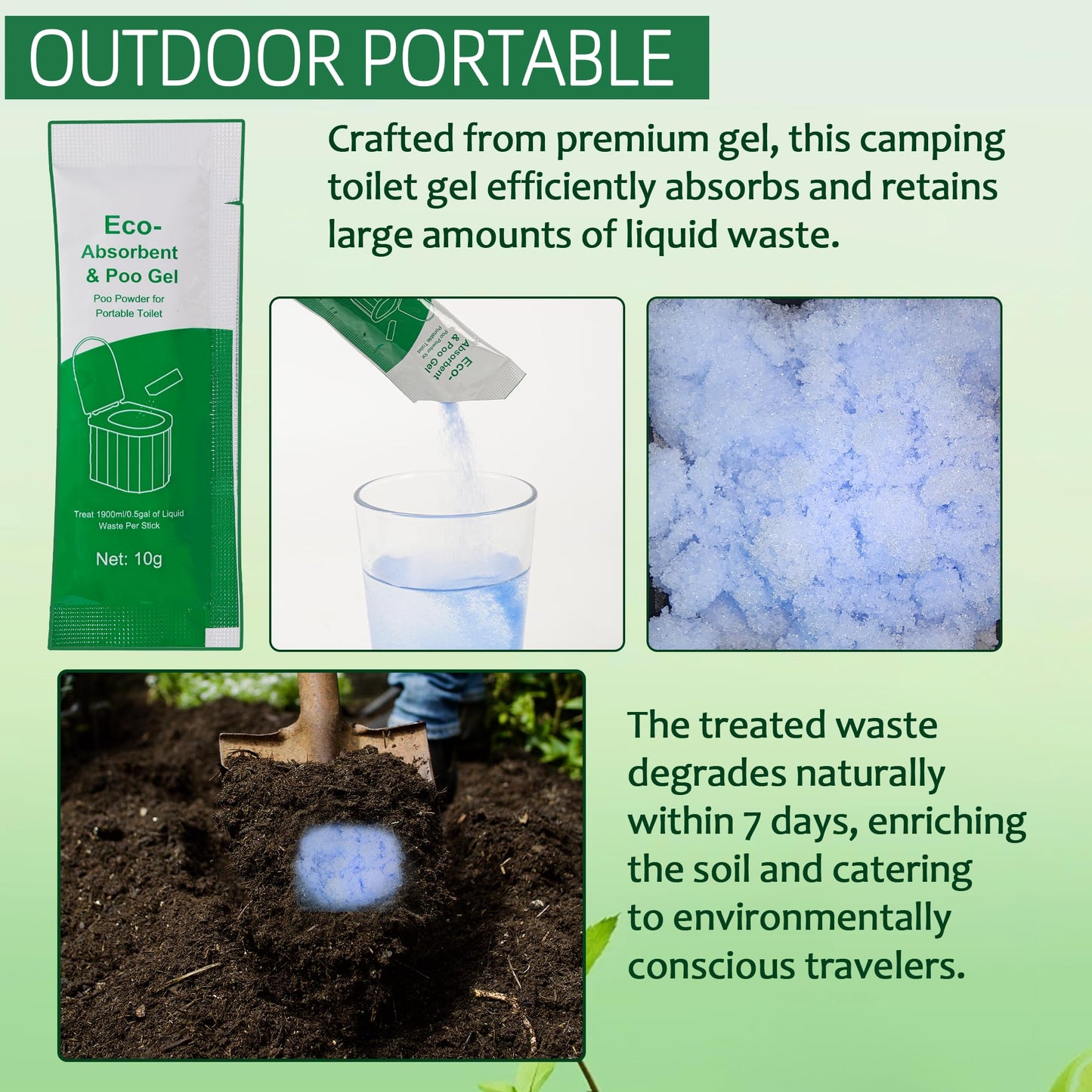 Aussio 30pcs Portable Toilet Absorbent Gel with 40pcs 6 Gallon Camping Toilets Bags, Poo Urine Powder for Hiking, Poos Gel for Portable Toilets, Camping Toilet Gesl Poo Powder for Outdoor Use