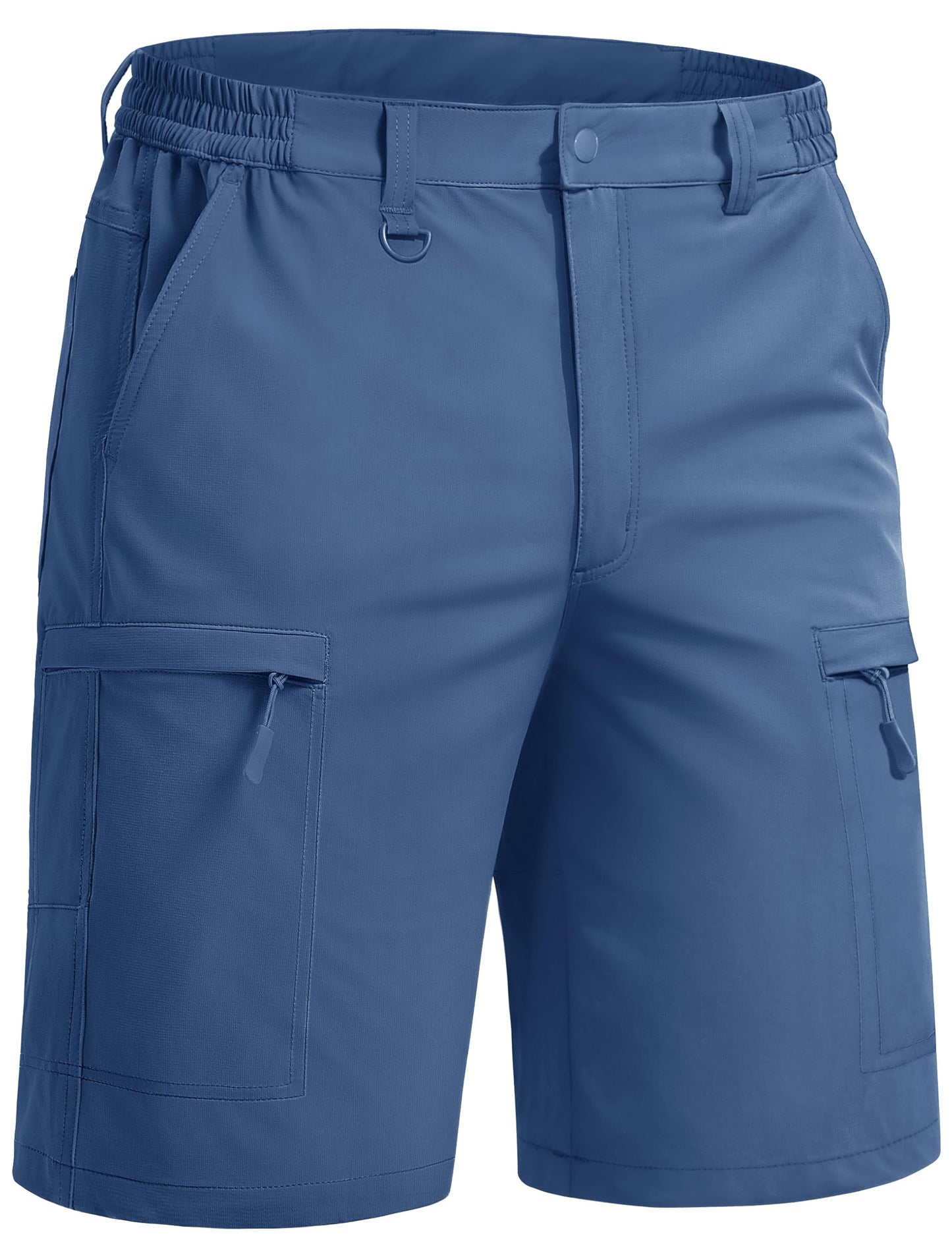 TACVASEN Mens Hiking Shorts Quick Dry Golf Cargo Lightweight Elastic Waist Travel Fishing Shorts with Pockets Blue Grey