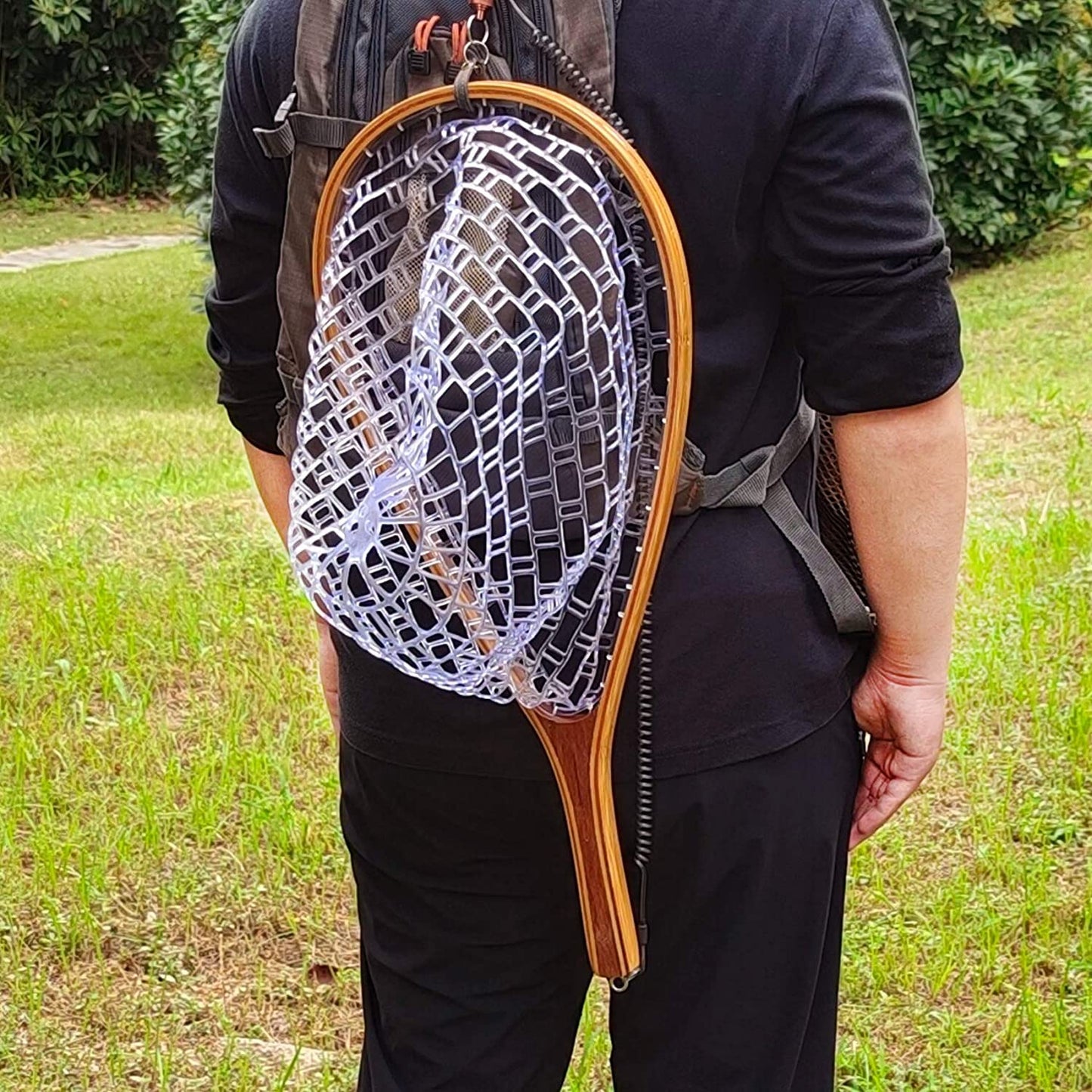 Aventik Fly Fishing Net Trout Landing Wooden Nets Rubber Ghost Net Catch & Release(HWRN05)