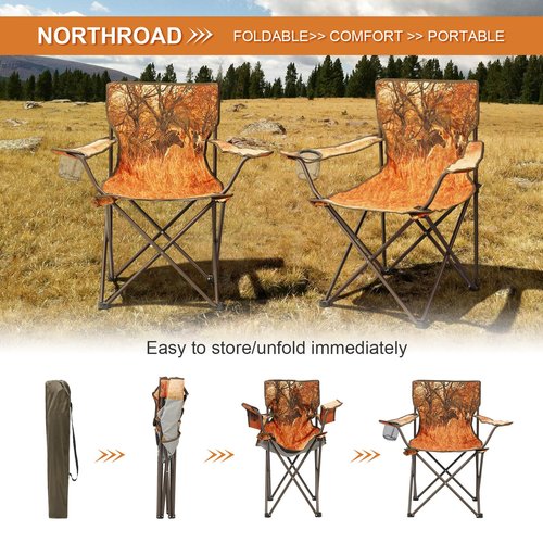 Northroad 2Pack Folding Camping Chairs Portable Animal Print Collapsible Hunting Chair for Outdoor Travel, Patio, Beach, Fishing - Zebra