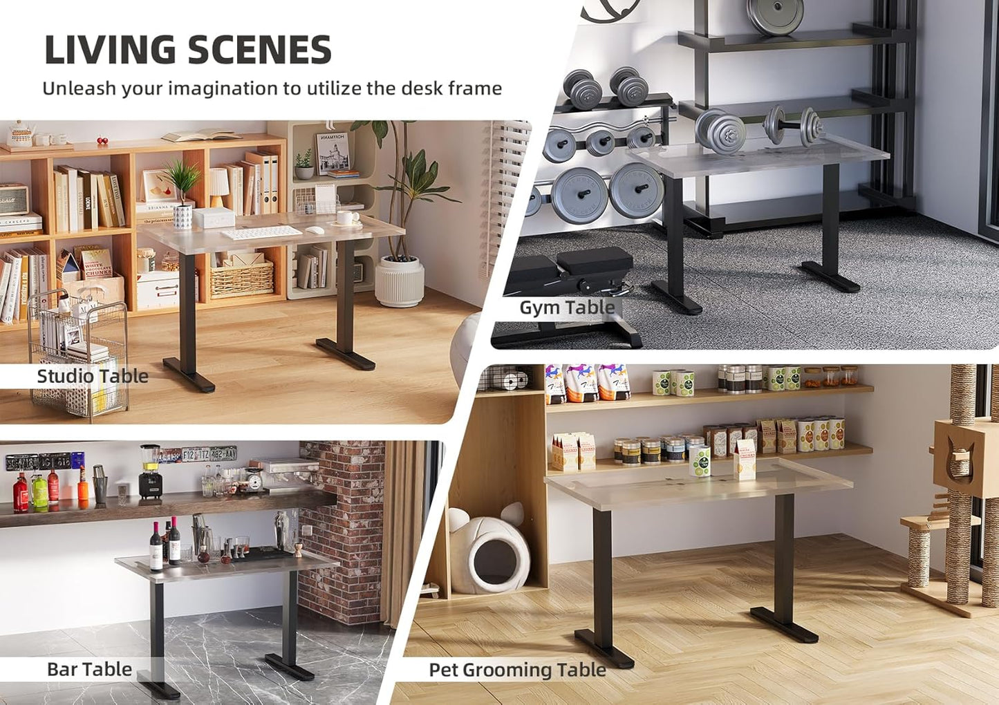 Claiks Standing Desk Frame, Electric Stand Up Desk Legs Frame Workstation Up to 63",T-Shaped Adjustable Standing Computer Desk for Home and Office, (Black Frame only)