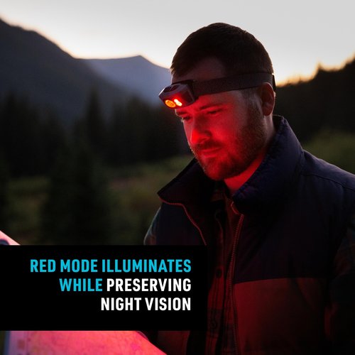 Nite Ize Radiant RH1 PowerSwitch Rechargeable Headlamp - Headlamp with Red Mode for Camping & Hiking - Rechargeable Battery - Hands-Free Light with 6 Modes Plus Lockout - Impact Resistant & IPX4 Rated