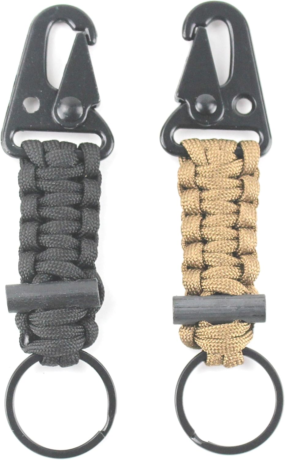 Paracord Keychain Carabiner 2PCS Pack Survival Paracord Lanyard with Fire Starter
