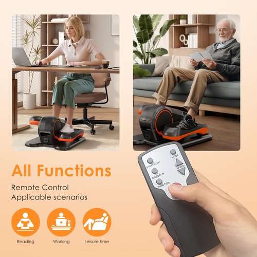 soges Under Desk Elliptical Machine, Seated Pedal Exerciser for Senior, 12 Adjustable Speeds Portable Ellipse Exerciser, Electric Quiet Ellipse Leg Exerciser, Black