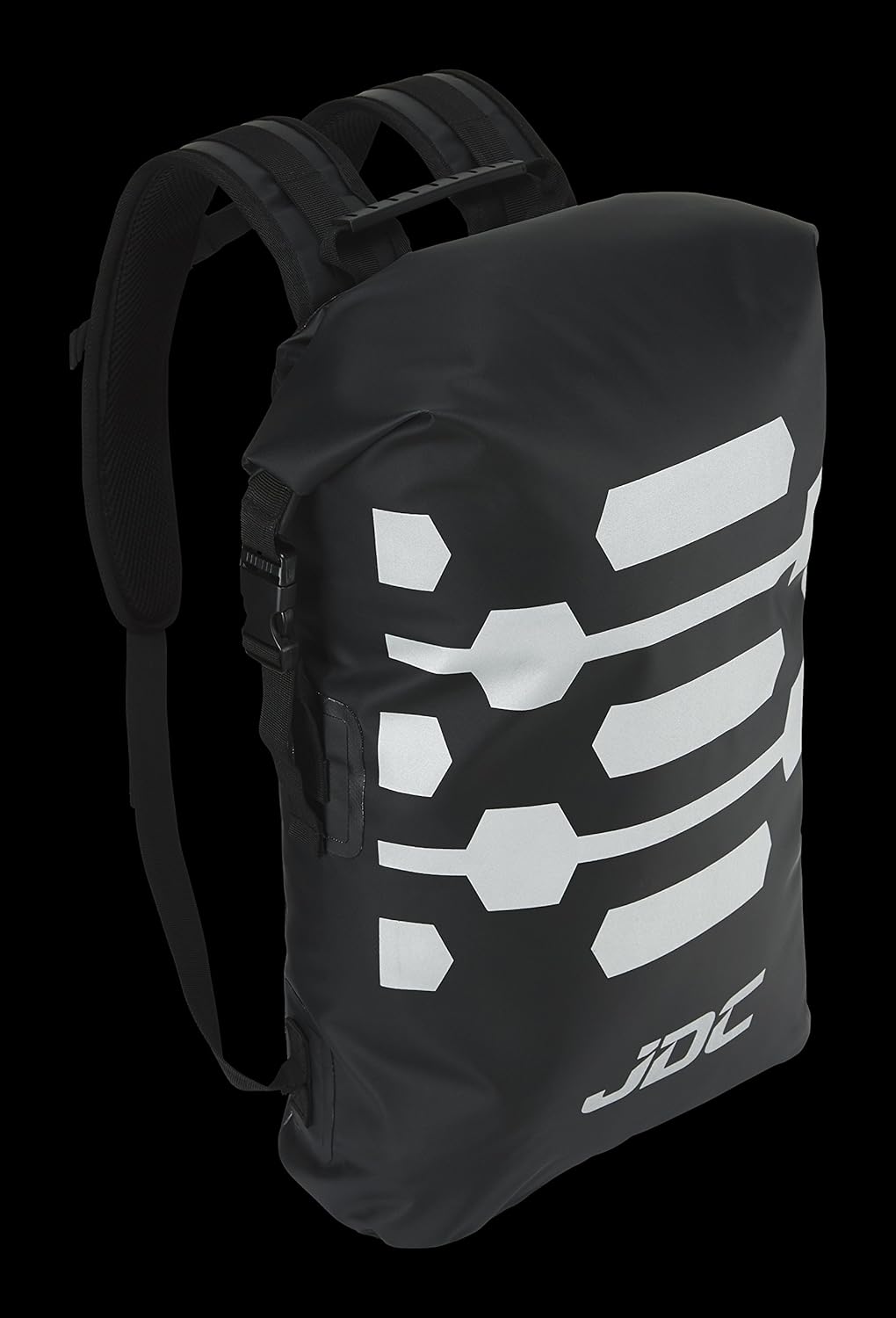 JDC Motorcycle Rucksack 100% Waterproof Dry Bag 30L - REFLECTOR - Black