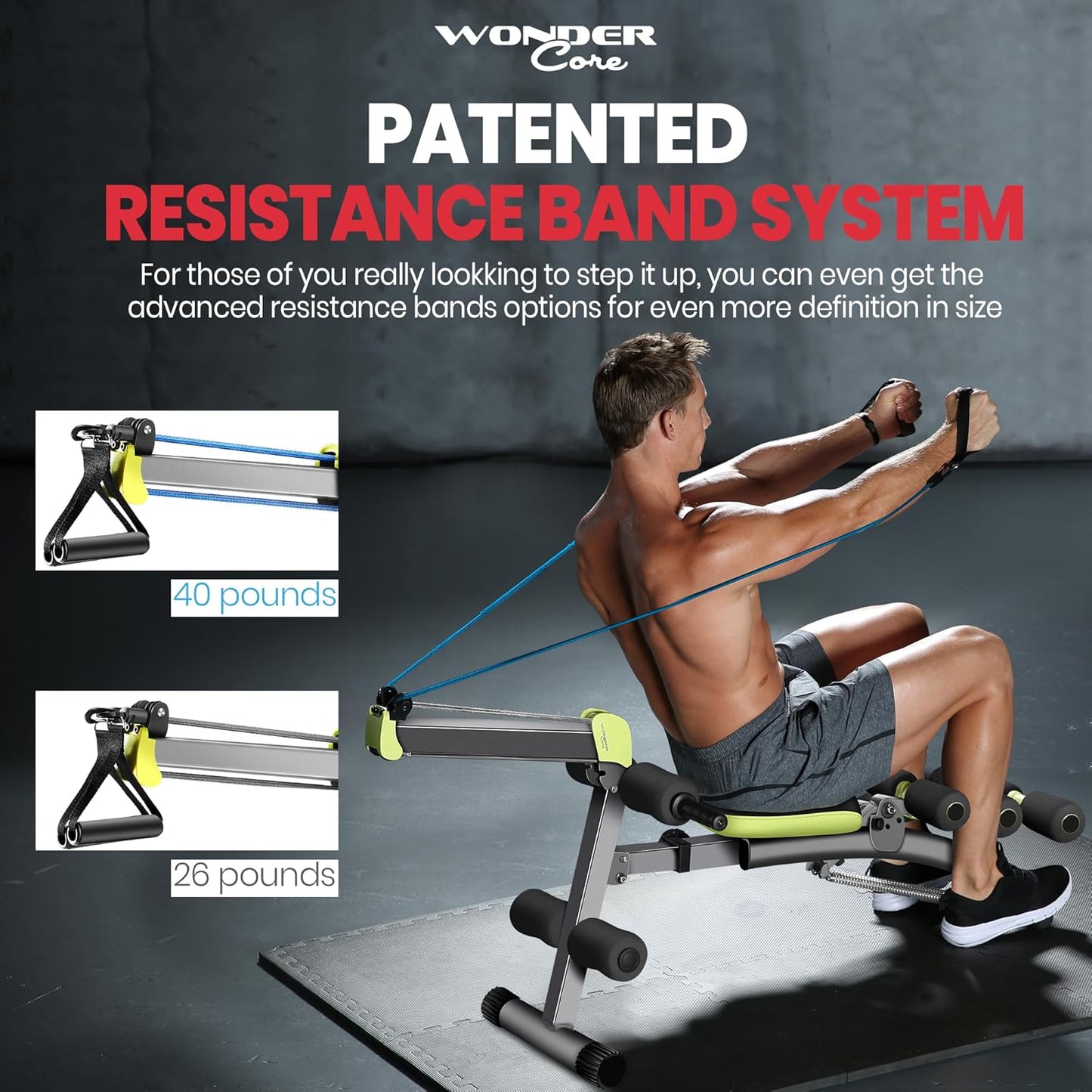 WONDER CORE 2 Total Gym Machine, Ab Workout Equipment, Adjustable Ab Machine for Stomach Workout, Sit Up Exercise Equipment for Home Workouts, Abdominal Trainer, Ab Lounger Exercise Chair