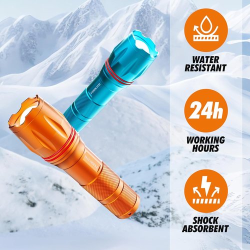HAUSBELL A100 LED EDC Flashlights High Lumens,Bright, Zoomable, Waterproof, Powerful, Emergency Tactical LED Flashlights for Home and 5 Modes, Flashlight for Camping Gear、Hiking、Walking（2Pack）