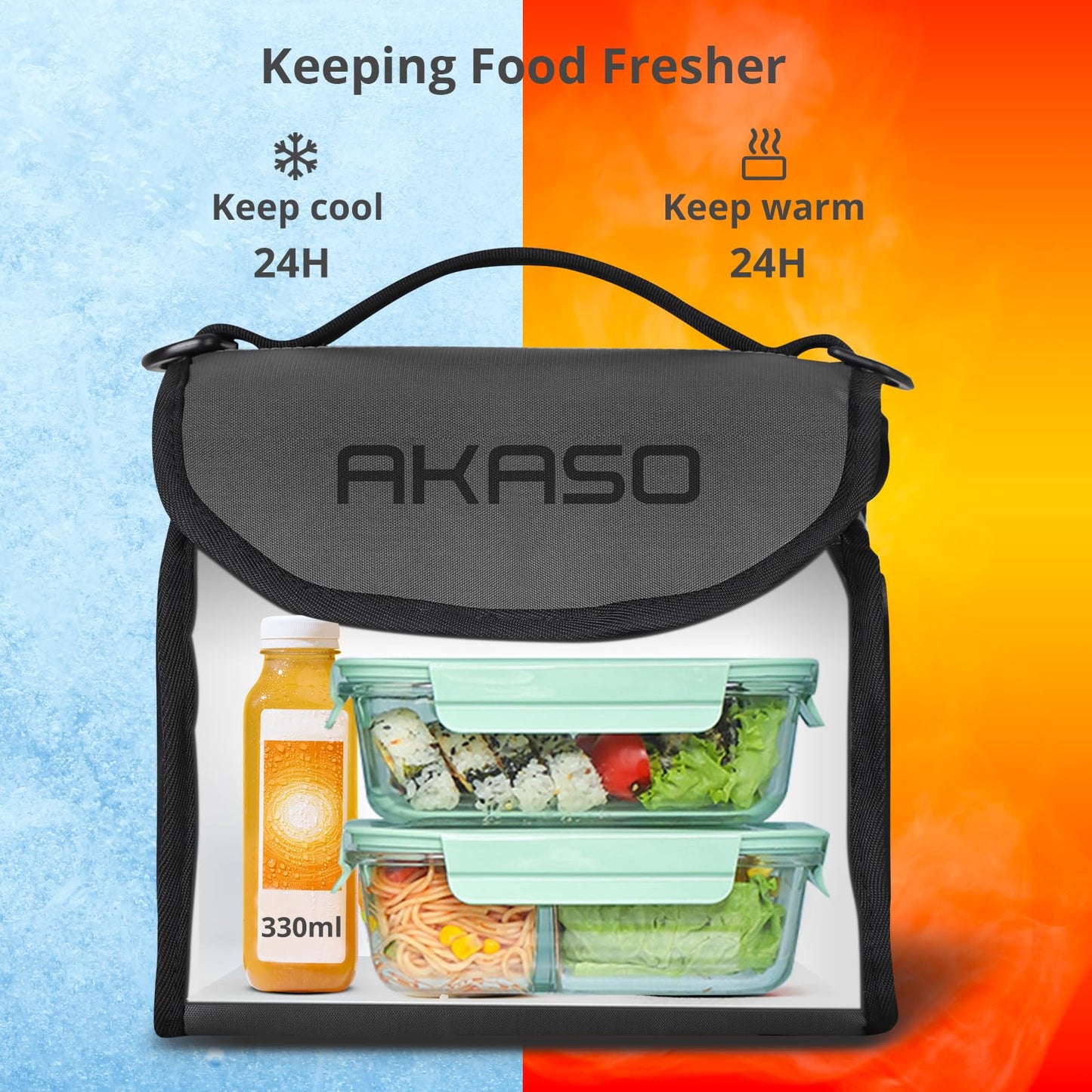 AKASO 12 Can Small Lunch Bag for Men Collapsible Leakproof Small Cooler Bag with Adjustable Shoulder Strap for Office,Work,Picnic,Camping(Dark Gray)