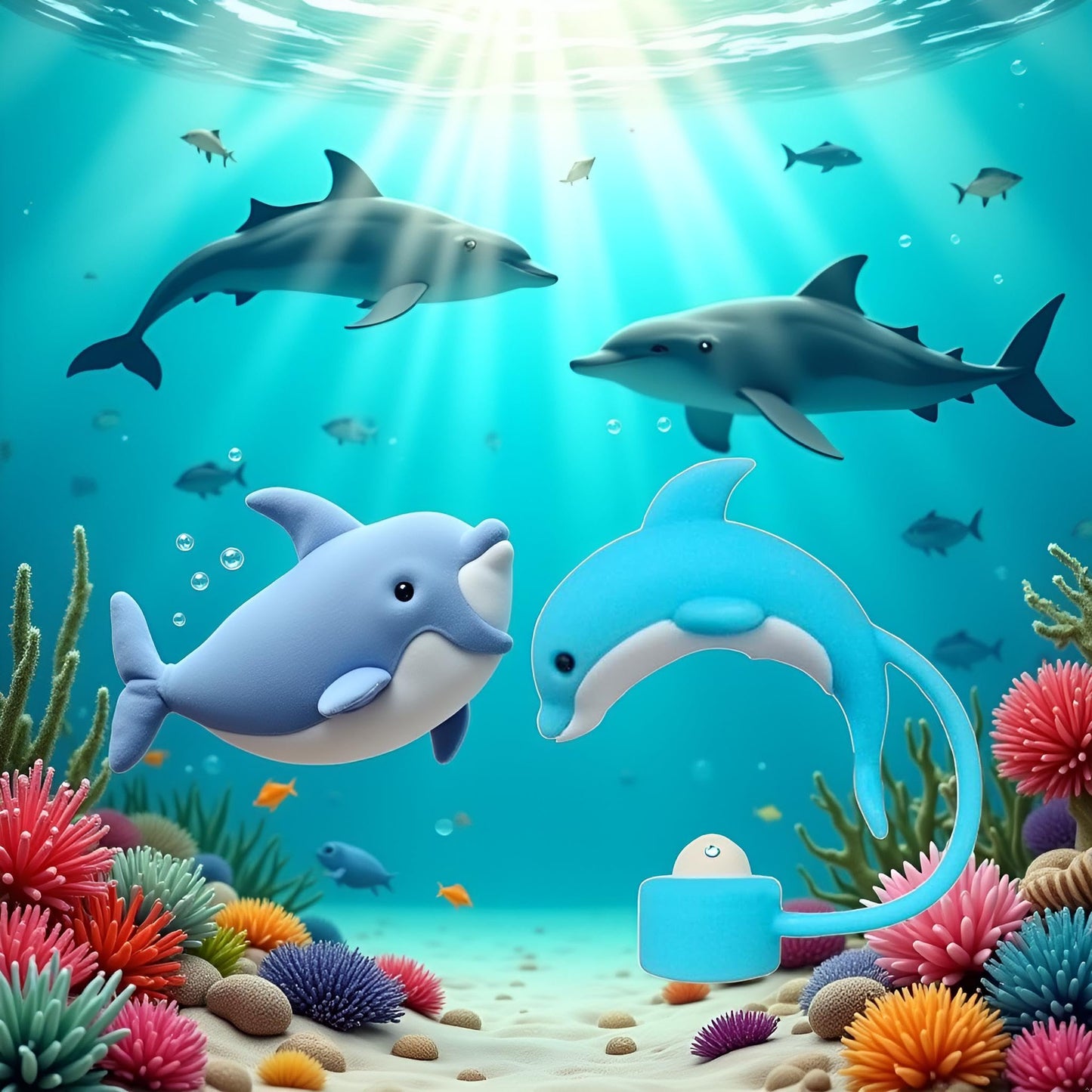 4PC Dolphin Straw Cover for Stanley Cup, 10mm Silicone Straw Covers Cap for Stanley Cup Accessories, Cap Stopper for Reusable Straws Tip Lids