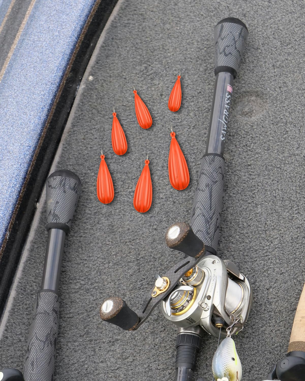 Abvsdu 6 PCS Fishing Practice Plugs - 6 Mixed Sizes Orange Bait Casting Practice Plug, Suitable for Children to Improve Throwing Skills (1/5 oz, 1/4 oz, 3/8 oz, 2/5 oz, 1/3 oz, 3/4 oz)