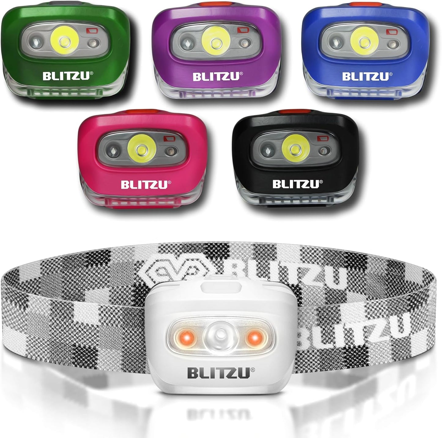 Waterproof LED Headlamp Flashlight for Adults & Kids - Lightweight, Comfortable, White & Red Light for Running, Camping & Hiking - 3 AAA Batteries Included, Purple