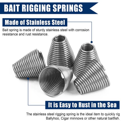 Ballyhoo Bait Spring 30pcs Stainless Steel Ballyhoo Rigging Springs for Saltwater Ballyhoo Bait Fishing and Trolling, Size S, L (S+L-30pcs)