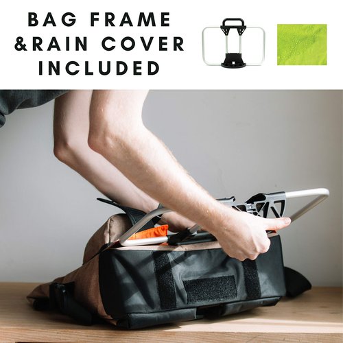 Vincita Birch Front Bag 2.0 for Brompton Folding Bicycle - with Removable Front Carrier Frame for Brompton Folding Bicycle, Rain Cover and Should Straps - Brompton Bike Accessories for Rider (Black)