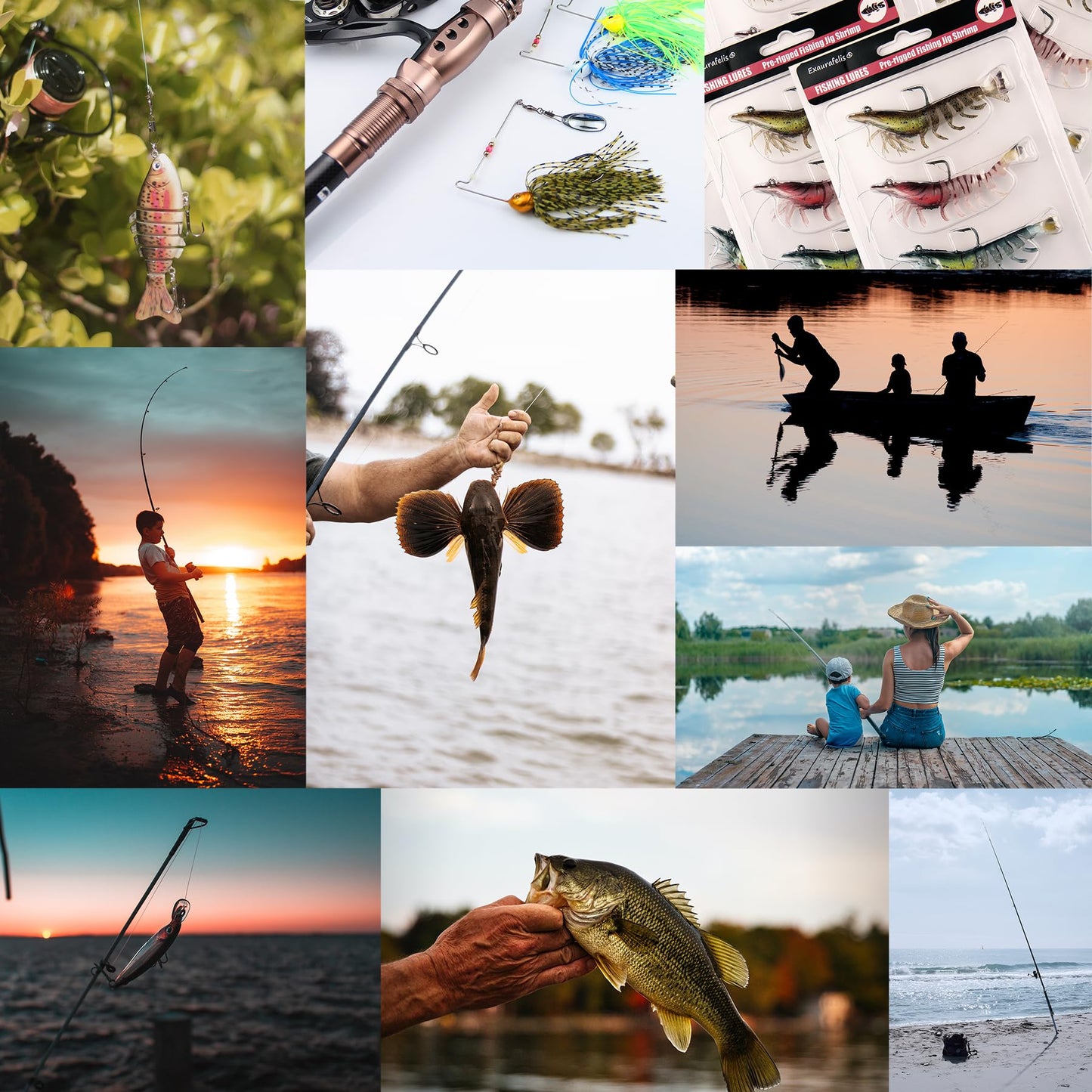 EXAURAFELIS 6pcs Fishing Lures Spinnerbaits for Bass Fishing Spinner Bait with Skirt Bass Lure Spinner Blades fishingbait Pikelures Trout Lure Salmon Lures Spinnerbait Buzzbait Swimbait