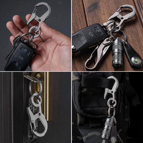 TIMULTI Titanium Carabiner Keychain Clip, EDC Key Carabiner, Mens Quick Release Key Ring Holder with Bottle Opener, Key Chain Hook