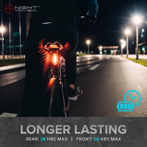 Bike Lights Front and Back (BX-500) - Bicycle Headlight and Tail Light Set with Powerful Rechargeable 540 Lumens LED for Night Riding - USB-C Compatible Charging - Bike Safety Equipment