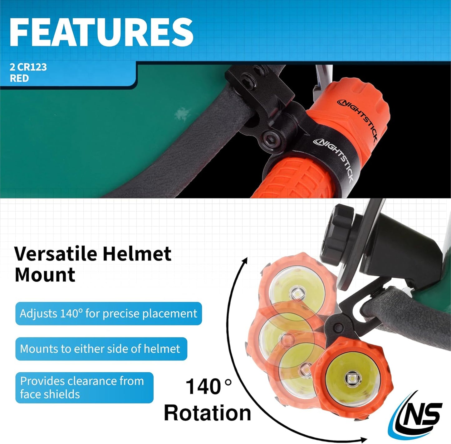 Multi-Angle Helmet Mount for Nightstick NS-HMC1 - Durable & Adjustable