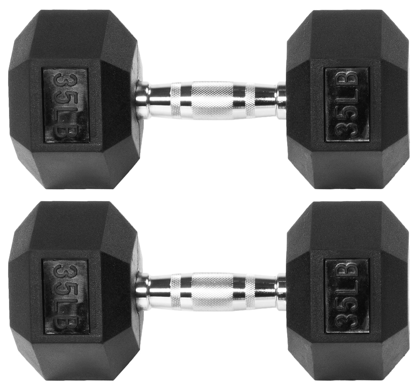 Fitvids Premium Rubber Encased Hex Dumbbell, 35LB Pair