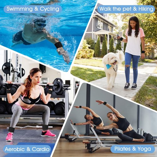 Wrist Weights, 2Pack Adjustable Silicone Weighted Bangles for Women and Men, Wearable Wrist Ankle Weights Suitable for Yoga, Walking and Gym, Arm & Leg Workout, 2lb (Black)