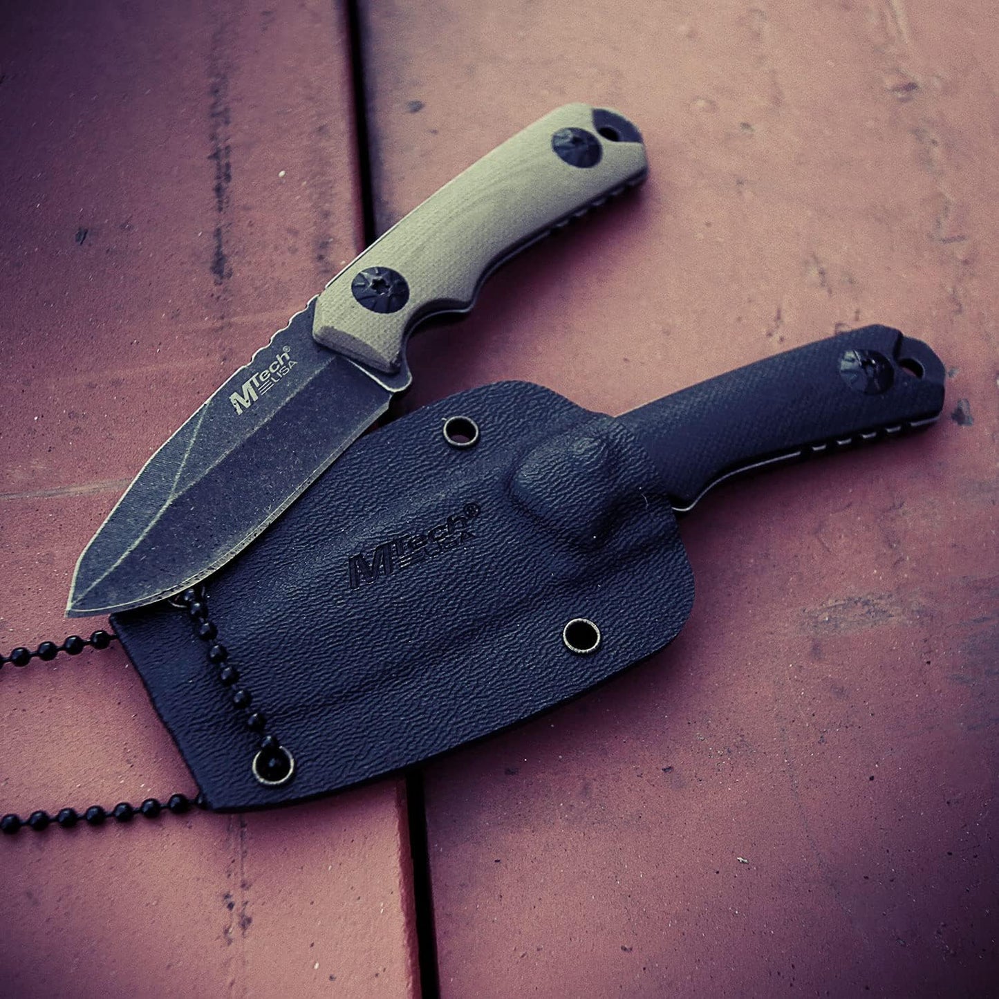 MTech USA MT-20-30 Series Fixed Blade Neck Knife, Drop Point Blade, G10 Handle, 4-3/4-Inch Overall
