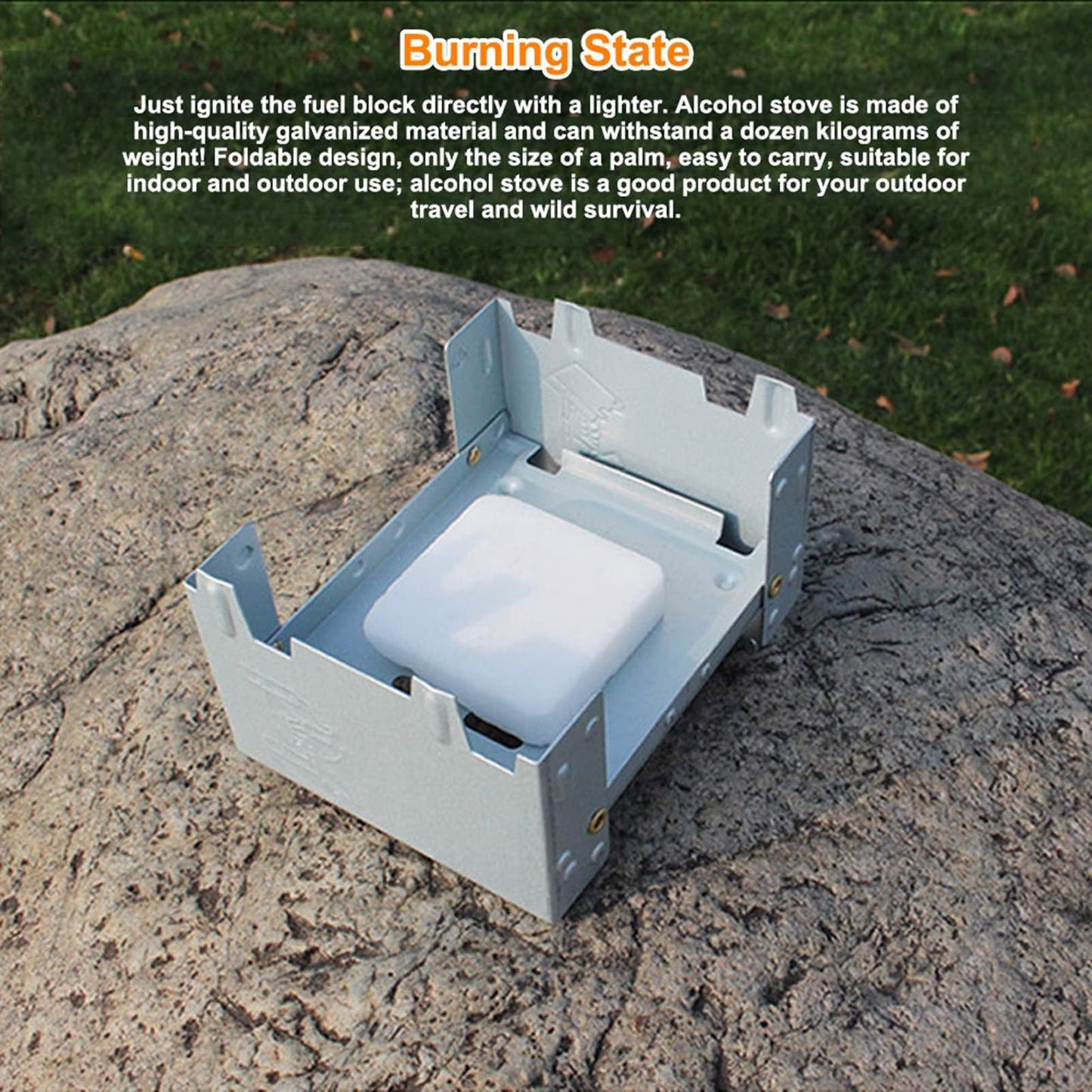 Folding Pocket Stove, 95 x 75mm Solid Mini Alcohol Stove Outdoor Folding Portable Pocket for Picnic BBQ Camp Hiking Wood Burning Camp
