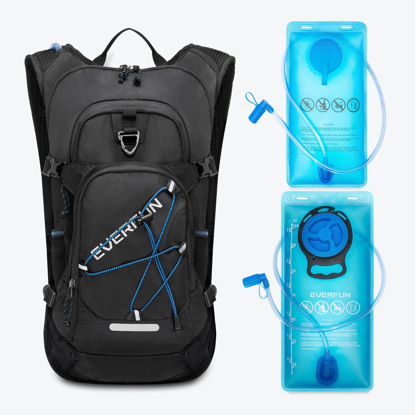 EVERFUN Hydration Backpack Bundle with 2L Water Bladder & 3L Water Bladder, 18L Insulated Pack with Rain Cover