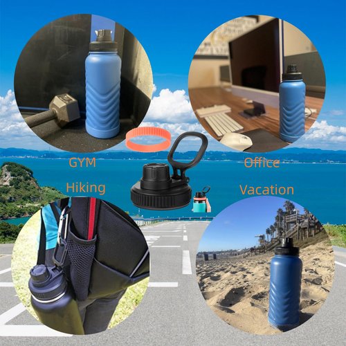 Hydro Flask Wide Mouth Lids - Chug Lid Replacement Sport Cap for 16, 20, 24, 32, 40 OZ (Black+White)