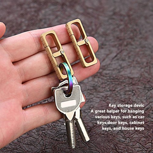 Brass Carabiners, Mini Portable Simple Design Keychain Key Chain Clip EDC Spring Kits Key Ring Clasp Hook for Belt Backpack Handbag Quick Release Keychain Heavy Duty Car Keychain Organizer Gold