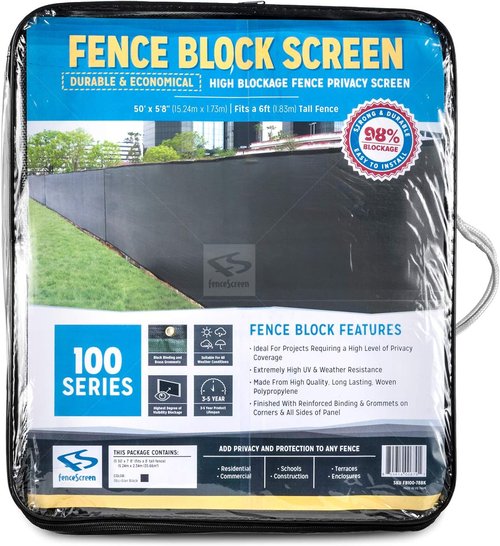 Fence Privacy Screen - Extreme 98% Blockage Temporary Windscreen Fence Cover (6ft x 50ft, Black)