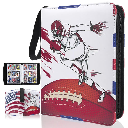 Silkchio Football Card Binder 900 Pockets, 9-Pocket Album for Sports Trading Cards, Portable Collectible Binder with 50 Removable Sleeves