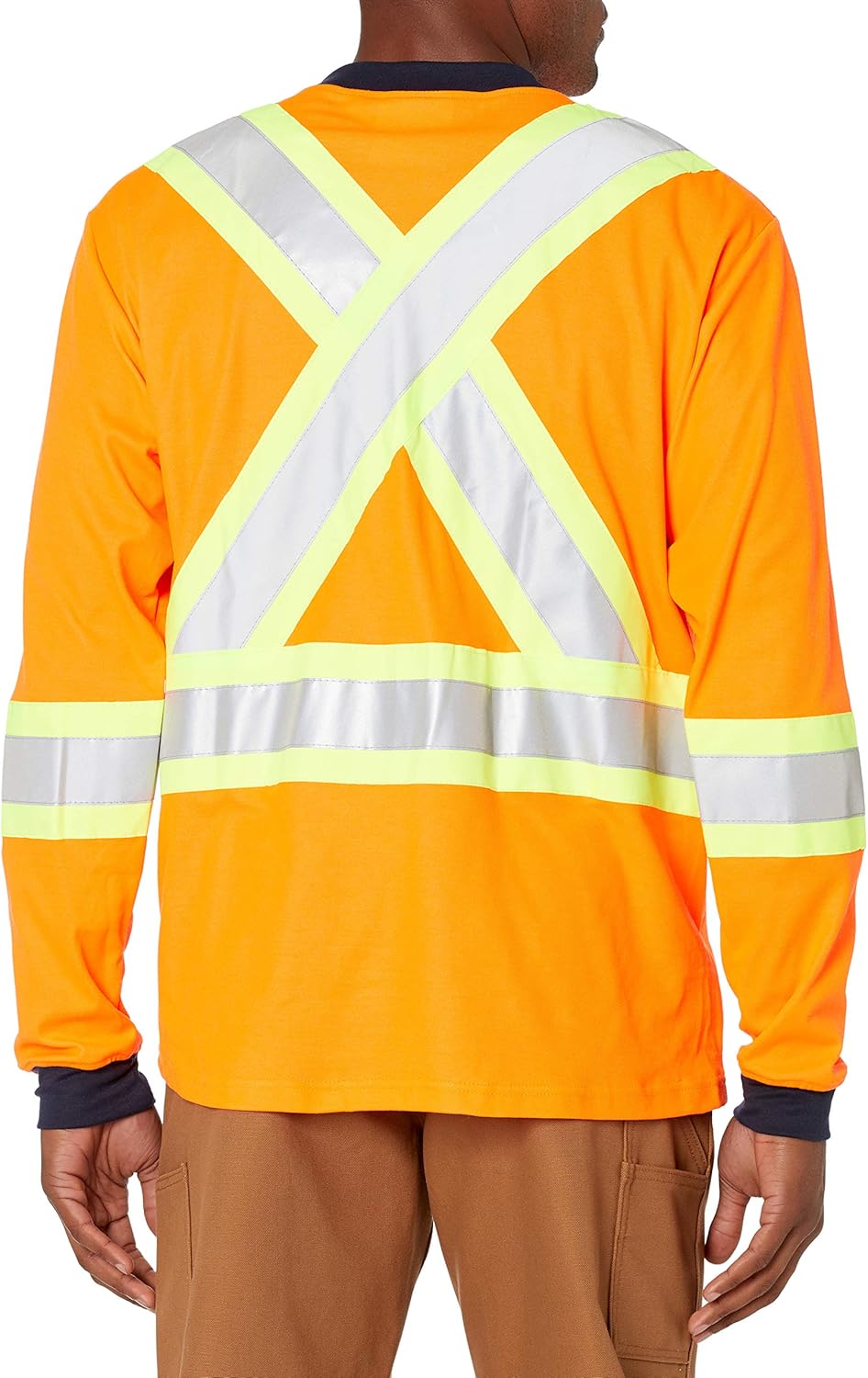 Viking Men's Safety Hi-Vis UPF Cotton Lined Long Sleeve Shirt with 2" Vi-brance Reflective Tape Over 4" Contrasting Tape