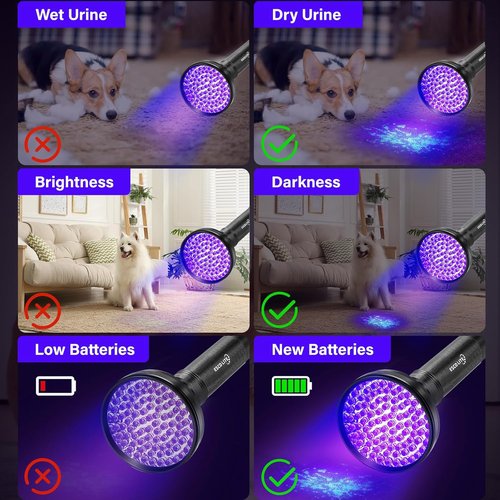 ESCO LITE Escolite UV Flashlight Black Light, 51 LED 395 nM Ultraviolet Blacklight Detector for Dog Urine, Pet Stains and Bed Bug