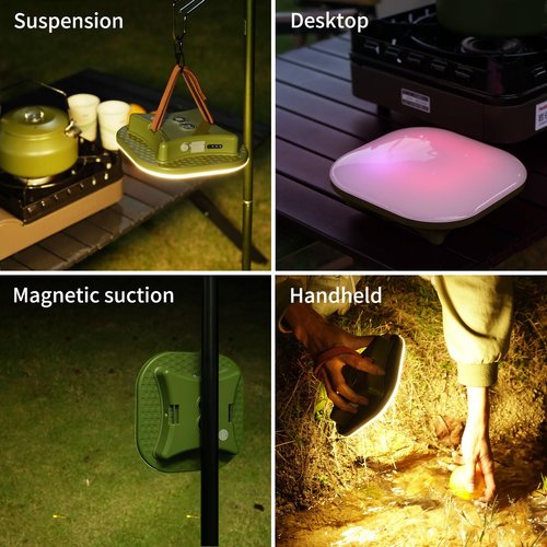 MOSLIGHTING Camping Lantern Rechargeable,LED Smart Light Bluetooth Control by Tuya APP,Music Sync RGB LED Camping Lights,16500mAh Outdoor Light with Magnet Base,16 Million DIY Colors Tent Lights ly01
