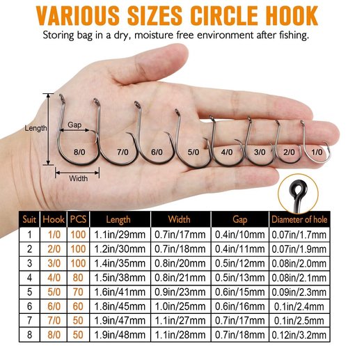 Dovesun Circle Hooks for Catfish 2X Strong 60PCS Catfish Hooks Octopus Circle Hooks Saltwater and Freshwater Black 6/0