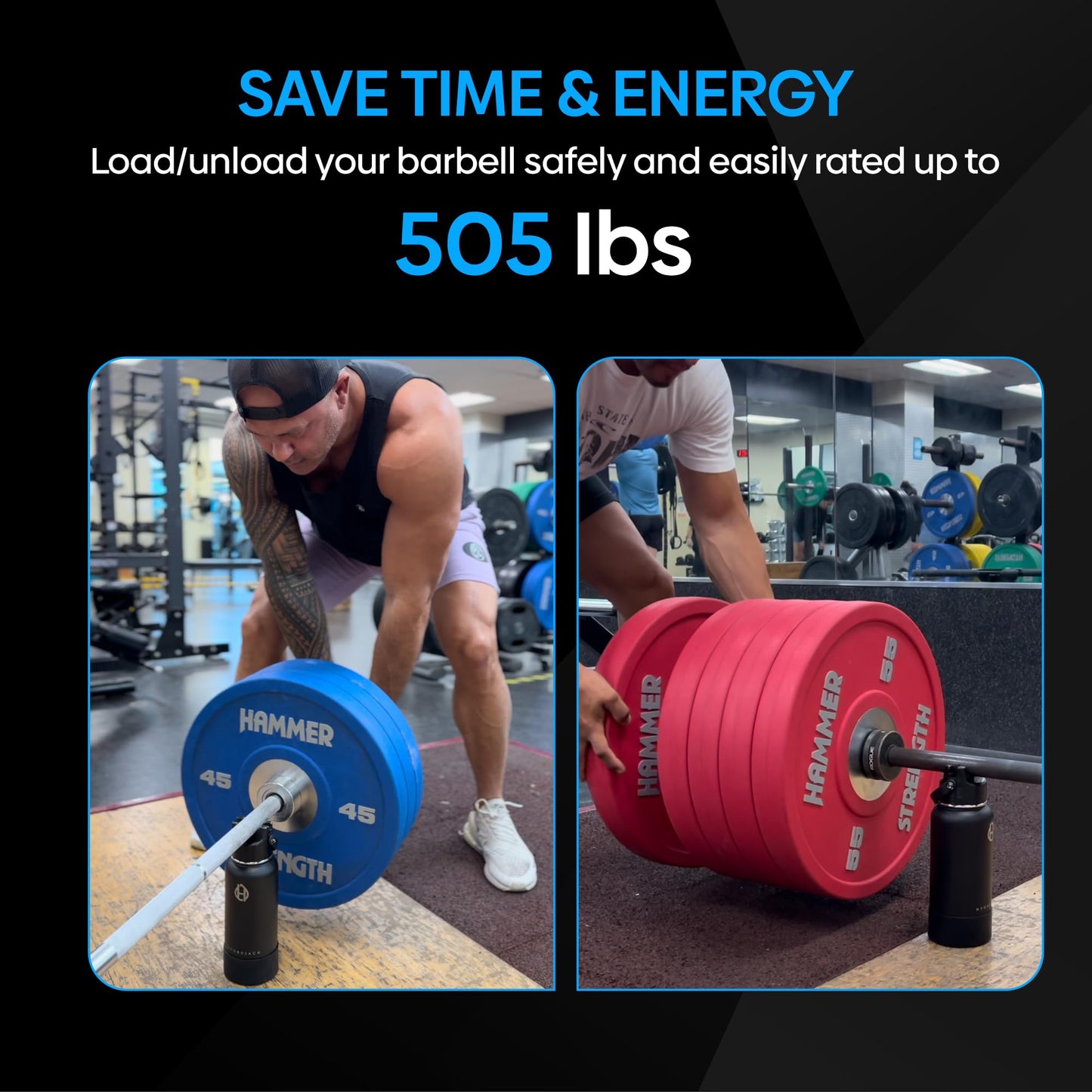 Hydrojack - Flask-Style Water Bottle w/ 505 lb. weight capacity Deadlift Jack Stand with Phone Slot for Weightlifting (Power Pink)