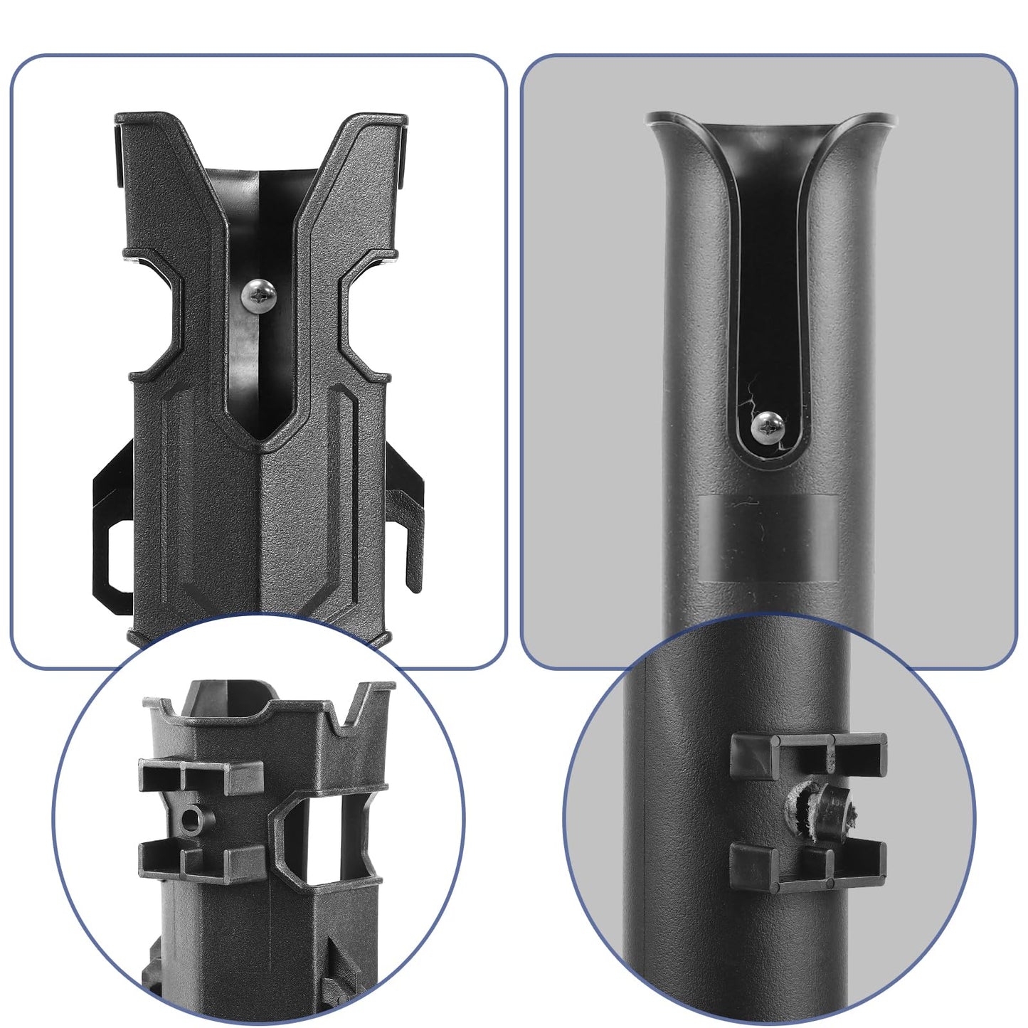 6 Pcs Mecha Boats Fishing Rod Holders,Wall Mounted Fishing Rod Holder Bracket Tube for Kayak with Screws,Ball Bungee Cords,Fishing Rod Storage Tubes for Boats,Cooler,Kayak,Crate,Garage,Trailer,Truck