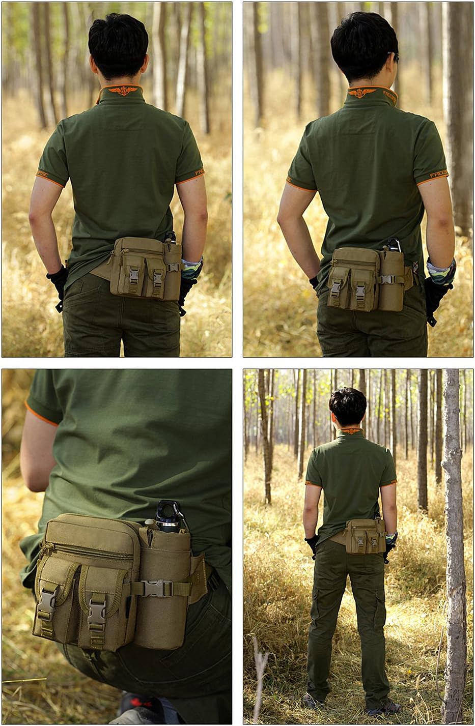 Tactical Waist Pack With Detachable Water Bottle Holder Pocket Fanny Pack & Outdoor Lumbar Bag for Hiking Travelling Climbing Cycling Camping Shopping Hunting Fishing