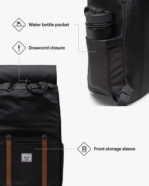 Herschel Supply Co. Retreat Backpack, Black, Standard-23L