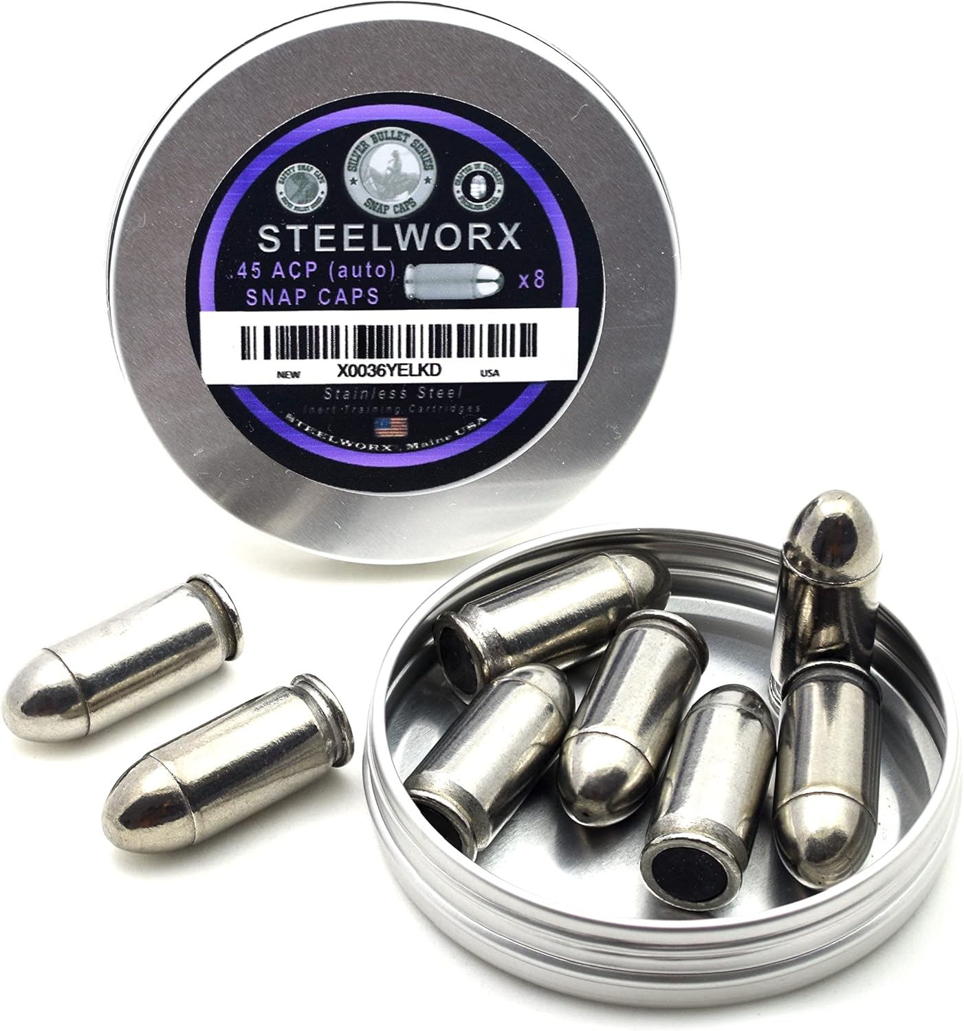 Steelworx 45 ACP (Auto) Stainless Steel Snap Cap Training Round