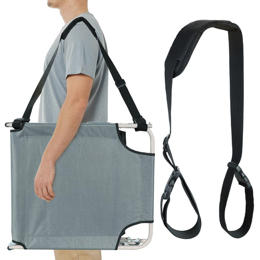 AMGSH Carrying Strap for Folding Chairs, Adjustable Shoulder Straps Beach Chair Straps for Carrying Ideal for Yoga Mats, Camping and Outdoor Activities (Black, 1 Pcs)