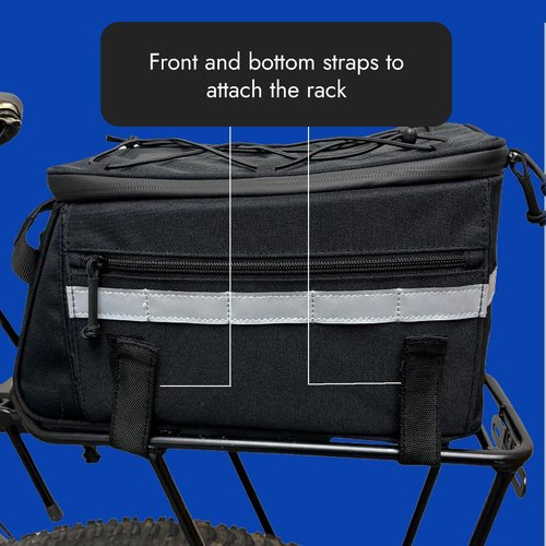 BiKase Big Momma Bike Trunk Bag - Universal Medium Rear Rack Bag with Side Pockets & Reflective Accents for Ebikes