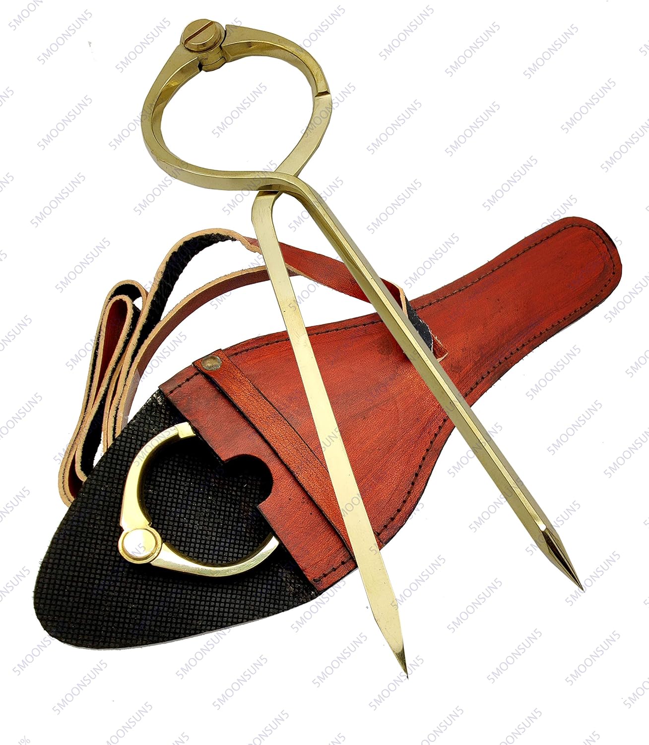 5MoonSun5's Vintage Navigation Straight Pattern Artist Divider Solid Brass Drawing Tool Professional 8” Long Divider Marine Navigation Compass with Handmade Leather case (8 inch Brass tip)