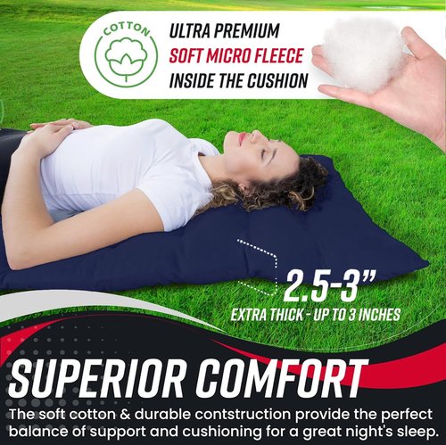 Vaygway Blue Outdoor Camping Cot Pads Mattress- Soft Comfortable Lightweight Thick Cotton Sleeping Cot- Portable Hiking, Traveling, Backpacking Waterproof Bottom Pad Mattress (Blue, 1 Pack)