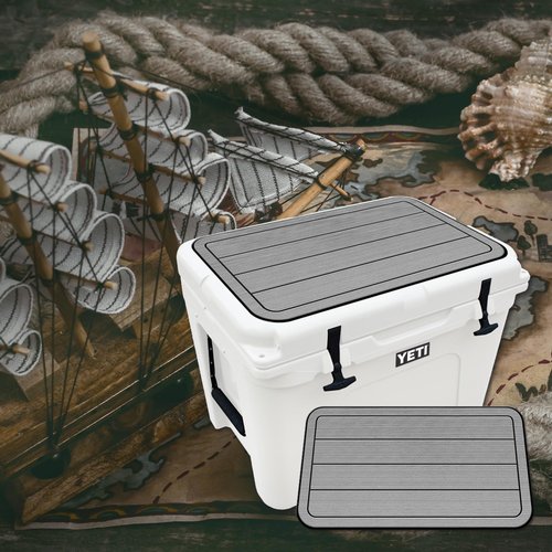 USATuff SeaDek EVA Mat Cooler Pad fits YETI 35 Tundra | Peel & Stick Application | Non Slip Comfort Accessories - Teak Lines (StormGray-Black)