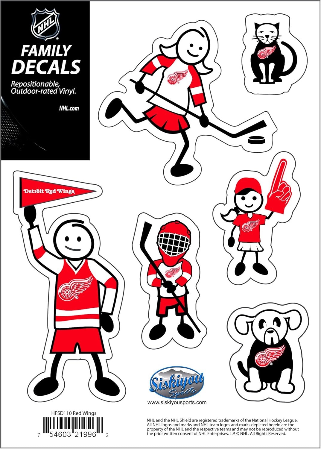 NHL Family Decal Set - Siskiyou Sports Team Stickers for Cars & Home